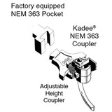 NEM 363 European-Style Couplers -- Long (10.67mm, .42", 27/64") 1 Pair with NEM 363 to 362 & Bolt-On 363 Adap-5