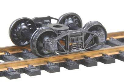 Arch Bar Fully-Sprung Self-Centering Metal Trucks -- Code 110 (.110") 33" Ribbed-Back RP-25 Wheels - 1 Pair-2
