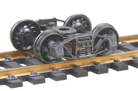 Arch Bar Fully-Sprung Self-Centering Metal Trucks -- Code 110 (.110") 33" Ribbed-Back RP-25 Wheels - 1 Pair-1