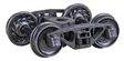 A.S.F.(R) Ride Control(R) 50-Ton Self-Centering HGC Trucks -- Code 110 (.110") 33" Ribbed-Back RP-25 Wheels  1 Pair-1