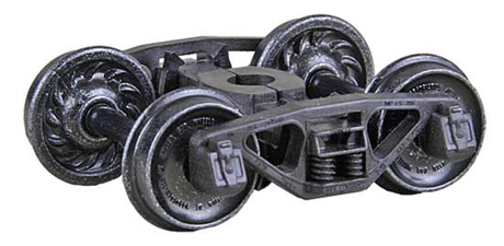 A.S.F.(R) Ride Control(R) 50-Ton Self-Centering HGC Trucks -- Code 110 (.110") 33" Ribbed-Back RP-25 Wheels  1 Pair-1