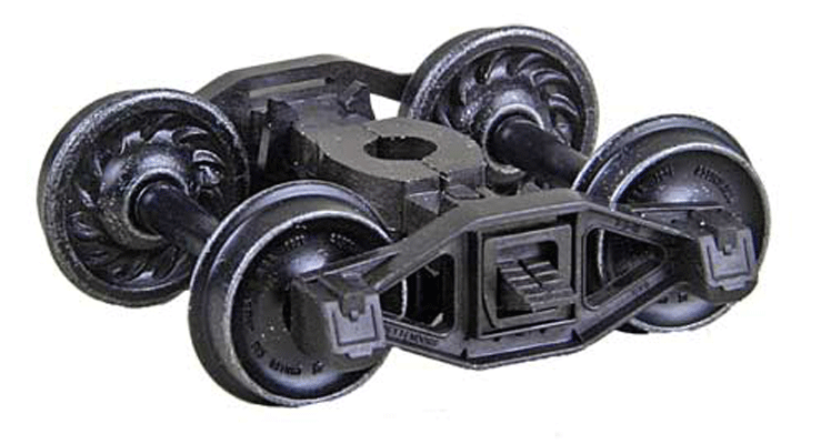 Bettendorf T-Section Self-Centering HGC Leaf-Spring Caboose Trucks -- Code 110 (.110") 33" Ribbed-Back RP-25 Wheels 1 Pair-1