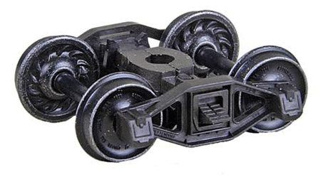 Bettendorf T-Section Self-Centering HGC Leaf-Spring Caboose Trucks -- Code 110 (.110") 33" Ribbed-Back RP-25 Wheels 1 Pair-1