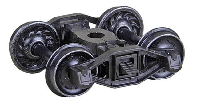 Bettendorf T-Section Self-Centering HGC Leaf-Spring Caboose Trucks -- Code 110 (.110") 33" Ribbed-Back RP-25 Wheels 1 Pair-1