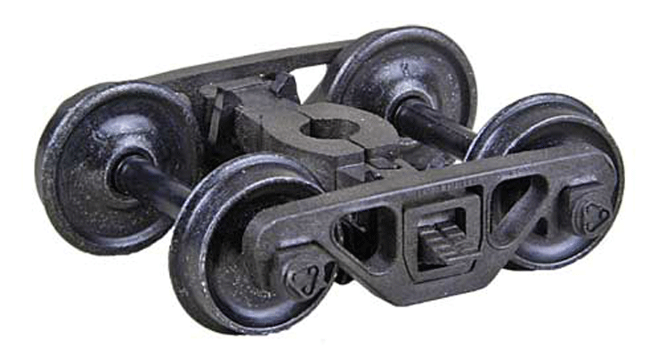 Barber - Bettendorf Self-Centering HGC Leaf-Spring Caboose Trucks -- Code 110 (.110") 33" Smooth-Back RP-25 Wheels 1 Pair-1