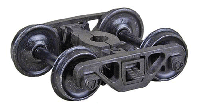 Barber - Bettendorf Self-Centering HGC Leaf-Spring Caboose Trucks -- Code 110 (.110") 33" Smooth-Back RP-25 Wheels 1 Pair-1