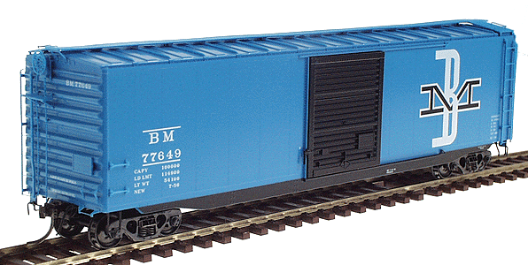 PS-1 50' Boxcar w/9' Youngstown Door & Steep Side Sill -- Boston & Maine #77649 (blue)