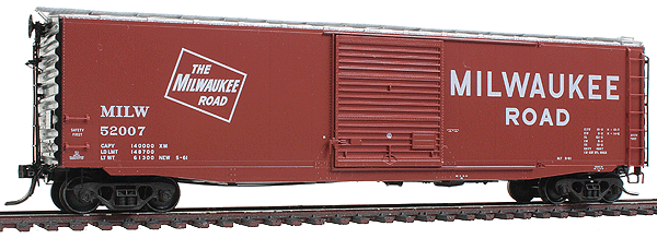 50'  PS-1 Boxcar w/9' Yooungstown Door - Ready to Run -- Milwaukee Road #52007 (Boxcar Red, Billboard Lettering)