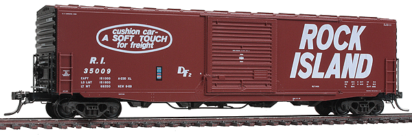 PS-1 50' Boxcar w/10' Youngstown Door - Ready to Run -- Rock Island #35009 (Boxcar Red, Slanted Billboard Lettering)