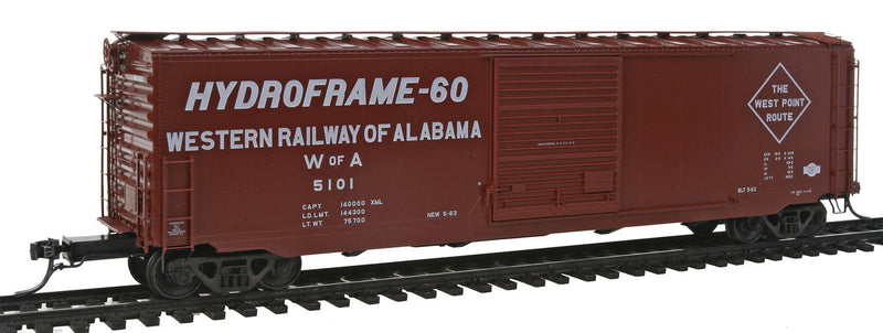 PS-1 50' Boxcar w/9' Door - Ready to Run -- Western Railway of Alabama #5101 (1963 Scheme; Boxcar Red, Hydroframe)
