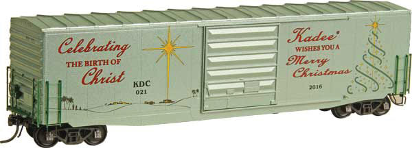 50' PS-1 Boxcar w/10' Door - Ready to Run -- Kadee 2016 Christmas Car - KDC #021 (Metallic Green)
