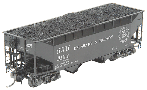 50-Ton AAR Standard Offset 2-Bay Open Hopper w/Wine Latches, Tube Card Holde -- Delaware & Hudson #6189 (black)