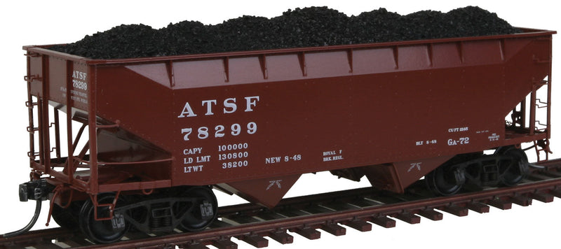 50-Ton AAR Standard Offset 2-Bay Open Hopper w/Lump Egg Coal Load - Ready to R -- Santa Fe #78299 (1948 Scheme; Boxcar Red, silver, black; Large Lettering/Log