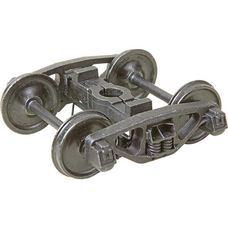 2-Rail AAR Bettendorf Style Metal Trucks -- With 33" Smooth-Back Metal P48 Wheels 1 Pair-2