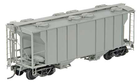 PS-2 2-Bay Covered Hopper - Ready to Run -- Undecorated (gray)-2