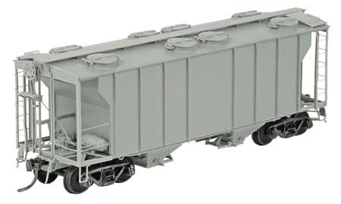 PS-2 2-Bay Covered Hopper - Ready to Run -- Undecorated (gray)-1