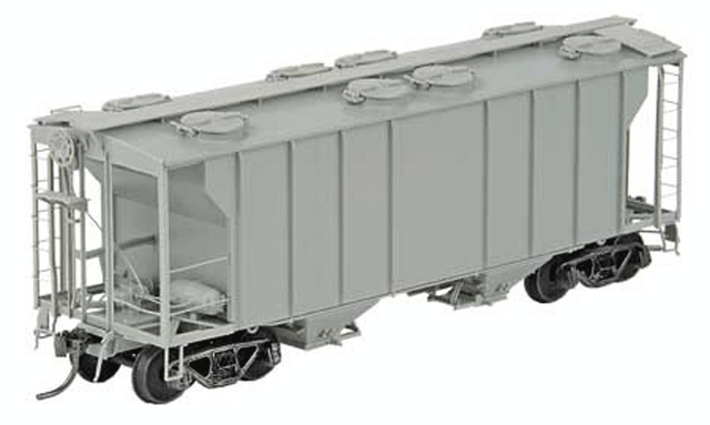 PS-2 2-Bay Covered Hopper - Ready to Run -- Undecorated (gray)-1