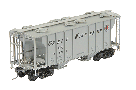 PS-2 Two-Bay Covered Hopper w/Hat Rib & Tube Defect Card Holder -- Great Northern #71501 (Alkali Resisting Light Gray)