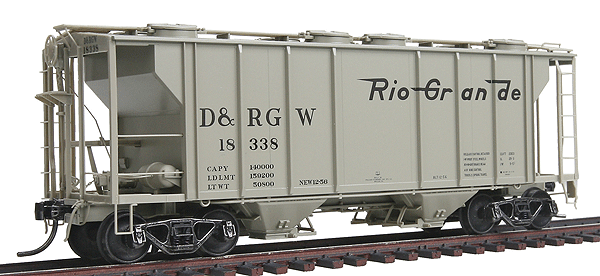 PS2 2-Bay Covered Hopper -- Denver & Rio Grande Western #18338 Built 1956, Factory New, (Concrete Gray)