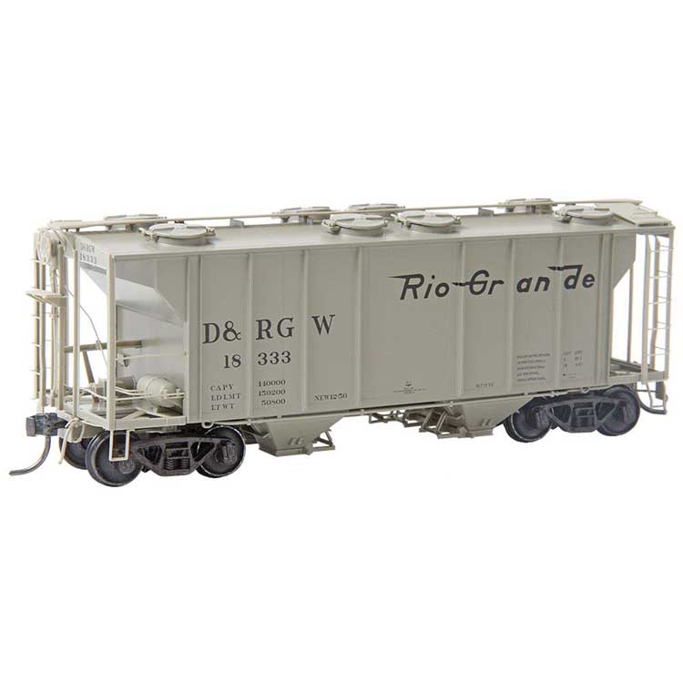 Pullman-Standard PS-2 2-Bay Covered Hopper - Ready to Run -- Denver & Rio Grande Western #18333 (gray, Flying Grande)