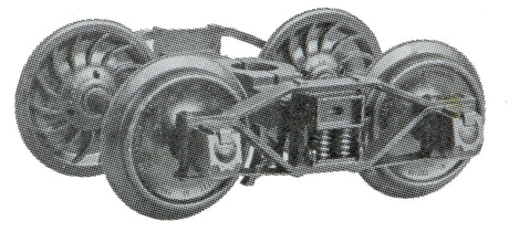 Arch Bar Fully Sprung Metal Trucks -- 33" Ribbed-Back All-Metal Non-Magenetic Wheels - 1 Pair