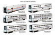 Viewliner Baggage & 5 Superliner Car Bookcase Set -- Amtrak (Phase VI; silver, blue, red)-1