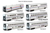 Viewliner Baggage & 5 Superliner Car Bookcase Set -- Amtrak (Phase VI; silver, blue, red)-1