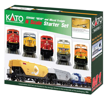 GE ES44AC GEVO Mixed Freight Starter Set -- Canadian Pacific (Loco, 6 Cars; Unitrack M1 Basic 4-1/2x2' Oval, Power Pack)