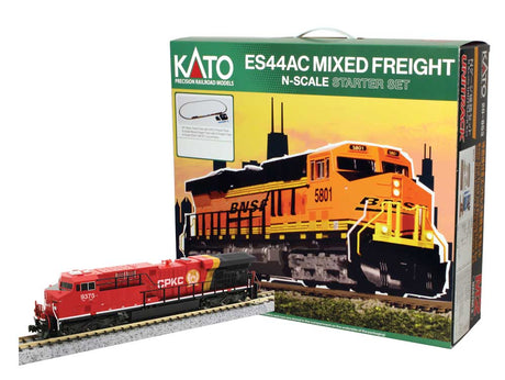 GE ES44AC GEVO Mixed Freight Starter Set - Standard DC -- Canadian Pacific Kansas City CPKC, 6 Cars, Unitrack Oval, Controller