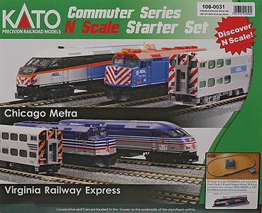 MP36PH Commuter Train Starter Set -- Metra MP36PH (blue, black, orange, gray roof) 3 Cars, Track, Power Pack
