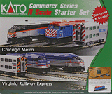 F40PH Commuter Train Starter Set -- Metra F40PH (blue, red), 3 Cars, Unitrack Oval, Power Pack-1