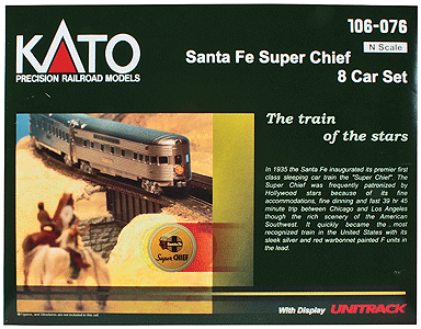 Super Chief 8-Car Set - Ready to Run -- Santa Fe w/2011 Car Names (silver)