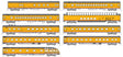 Olympian Hiawatha 9-Car Passenger Set - Post-1955 Version - Ready to Run -- Milwaukee Road (Armour Yellow, gray, red)