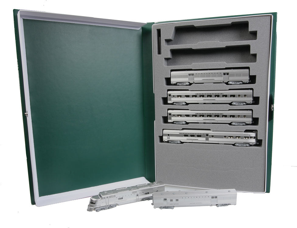 Silver Streak Zephyr Train-Only Set - DCC -- Chicago, Burlington & Quincy (silver) Locoomotive & 5 Cars