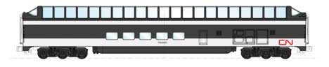 CN Transcontinental 7-Car Passenger Set with Interior Lighting - Ready to Run -- Canadian National (1960s; black, white, red; CN Noodle Logo)-1
