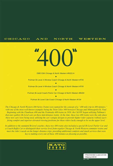 CNW "400" EMD E8A and 5-Car Train-Only Set - LokSound, Lighting and DCC -- Chicago & North Western (yellow, green)-7