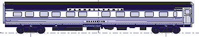 Streamlined Baggage, Two Coaches & Pullman w/Corrugated Sides -- Pennsylvania Railroad - Set #1