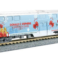 Operation North Pole Christmas Train-Only Set - Standard DC -- Metra F40PH & 3 Bi-Level Commuter Cars (2016 ONP Scheme; blue, red, green)