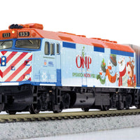 Operation North Pole Christmas Train-Only Set - Standard DC -- Metra F40PH & 3 Bi-Level Commuter Cars (2016 ONP Scheme; blue, red, green)