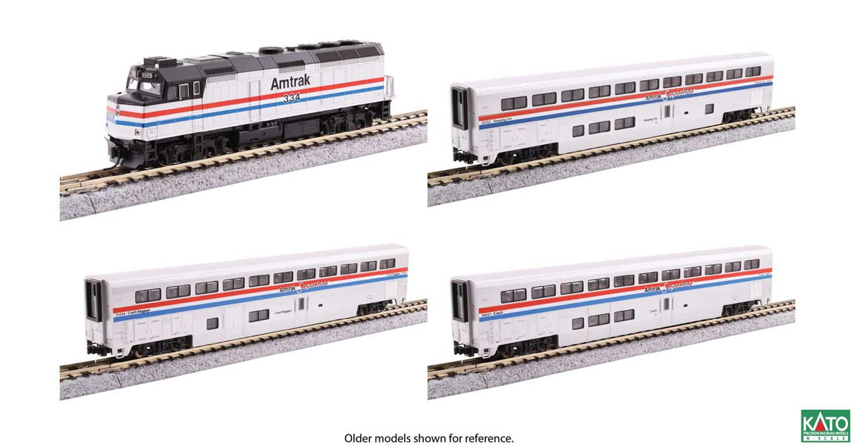 F40PH w/Ditch Lights, 3 Superliner I CarsTrain-Only Set - Sound & DCC -- Amtrak (Phase III, silver, red, white, blue)