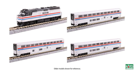 F40PH w/Ditch Lights, 3 Superliner I CarsTrain-Only Set - Standard DC -- Amtrak (Phase III, silver, red, white, blue)