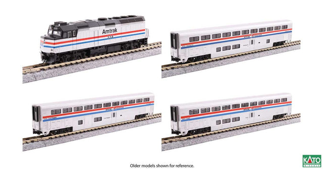 F40PH w/Ditch Lights, 3 Superliner I CarsTrain-Only Set - Standard DC -- Amtrak (Phase III, silver, red, white, blue)