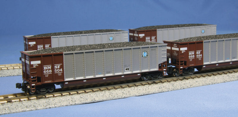 BethGon Coalporter 8-Car Set -- Burlington Northern & Santa Fe (silver, Boxcar Red; Circle/Cross Logo)