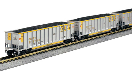 BethGon Coalporter 8-Pack - Ready to Run -- CSX (gray, yellow, yellow lettering)
