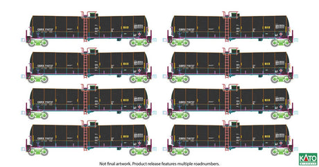 Greenbrier Tank Car 8 Pack - Ready to Run -- Greenbrier Leasing GBRX Set #1 (black, yellow conspicuity marks)-1