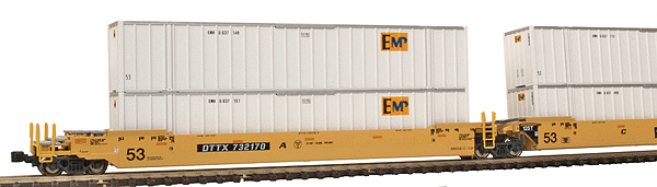 Gunderson MAXI-IV 3-Unit Double Stack Well Car w/53' Contrainers -- TTX Company #DTTX 732170
