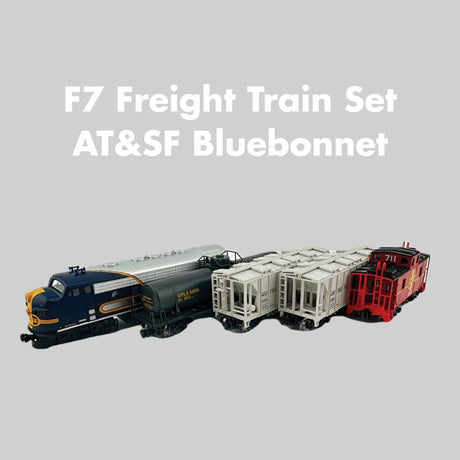 Diesel Freight Train-Only Set - Sound and DCC -- Santa Fe F7 (Bluebonnet), Tank Car, 2 Covered Hoppers, Cupola Caboose