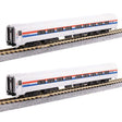 Amfleet II Coach 2-Pack - Ready to Run -- Amtrak #25068, 25000 (Phase III, equal red, white, blue stripes)