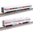 Amfleet II Lounge, 73' Baggage Car Set - Ready to Run -- Amtrak #28023, 1212 (Phase III, equal red, white, blue stripes)