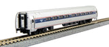 Amfleet I Coach & Cafe with Interior Lighting - Ready to Run -- Amtrak #82647, 48159 (Set B, Phase VI; Wide Blue Stripe, Travelscape Logo)-2